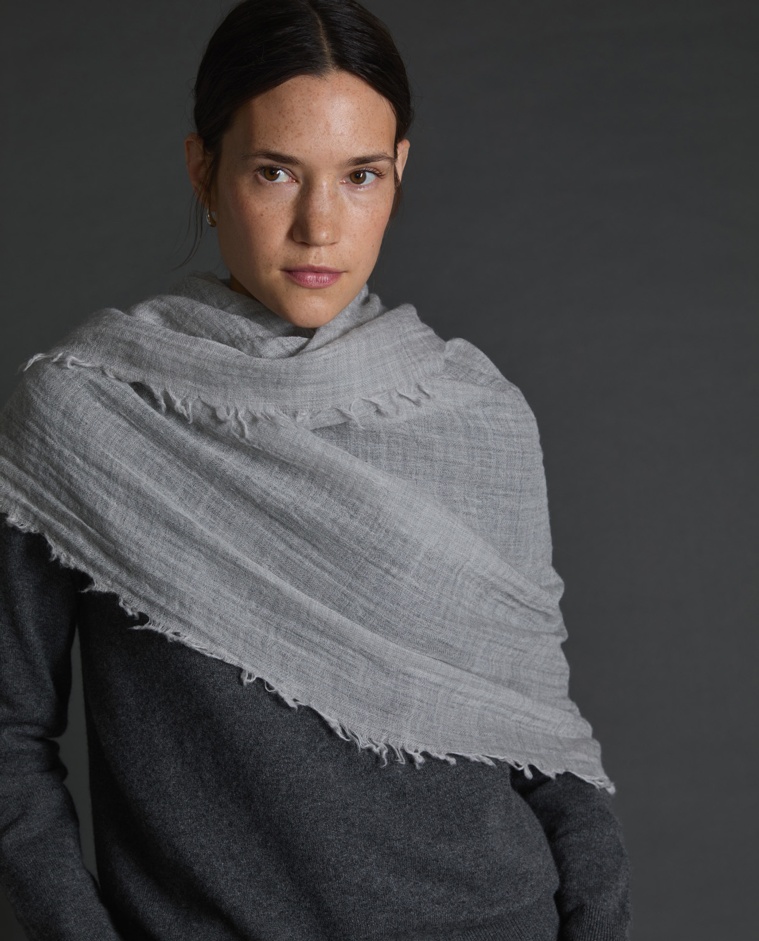 Écharpe 100% laine douce, gris clair - Écharpe 100% laine