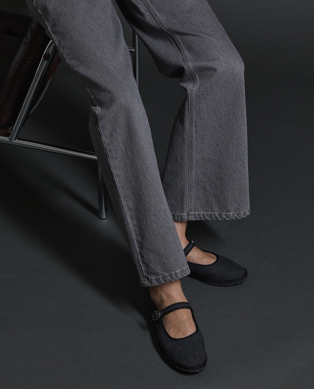 Ballerines en tissu de coton gris