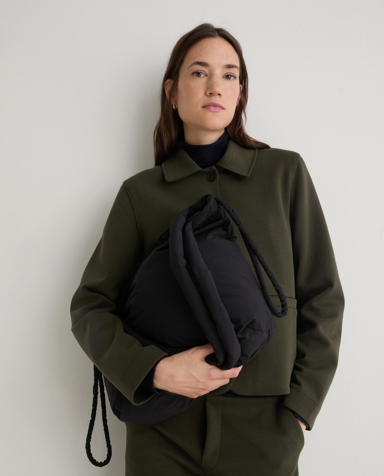 Sac seau matelassé noir femme Yerse - Détail vue de face