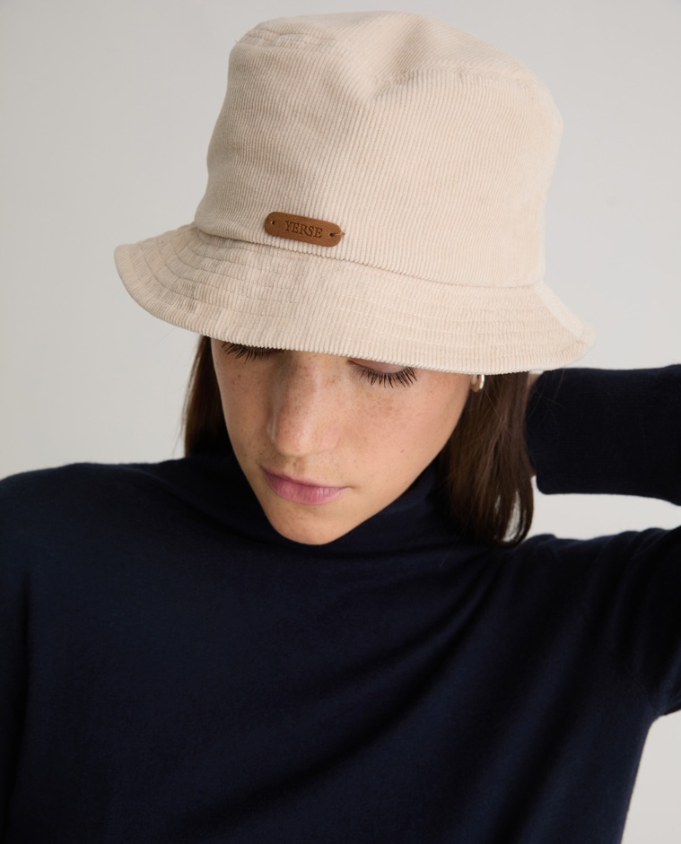 Gorro bucket 100% algodón pana crudo - Gorro bucket de pana