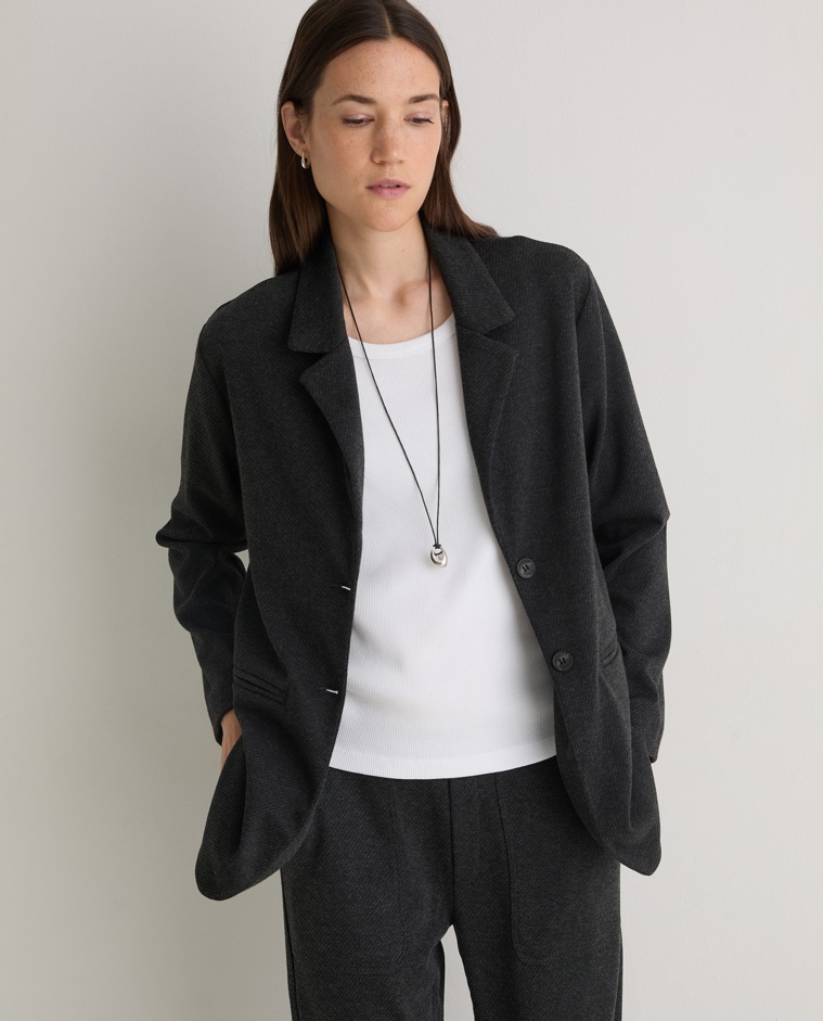 Blazer en tricot rayé noir - Blazer en tricot flanelle