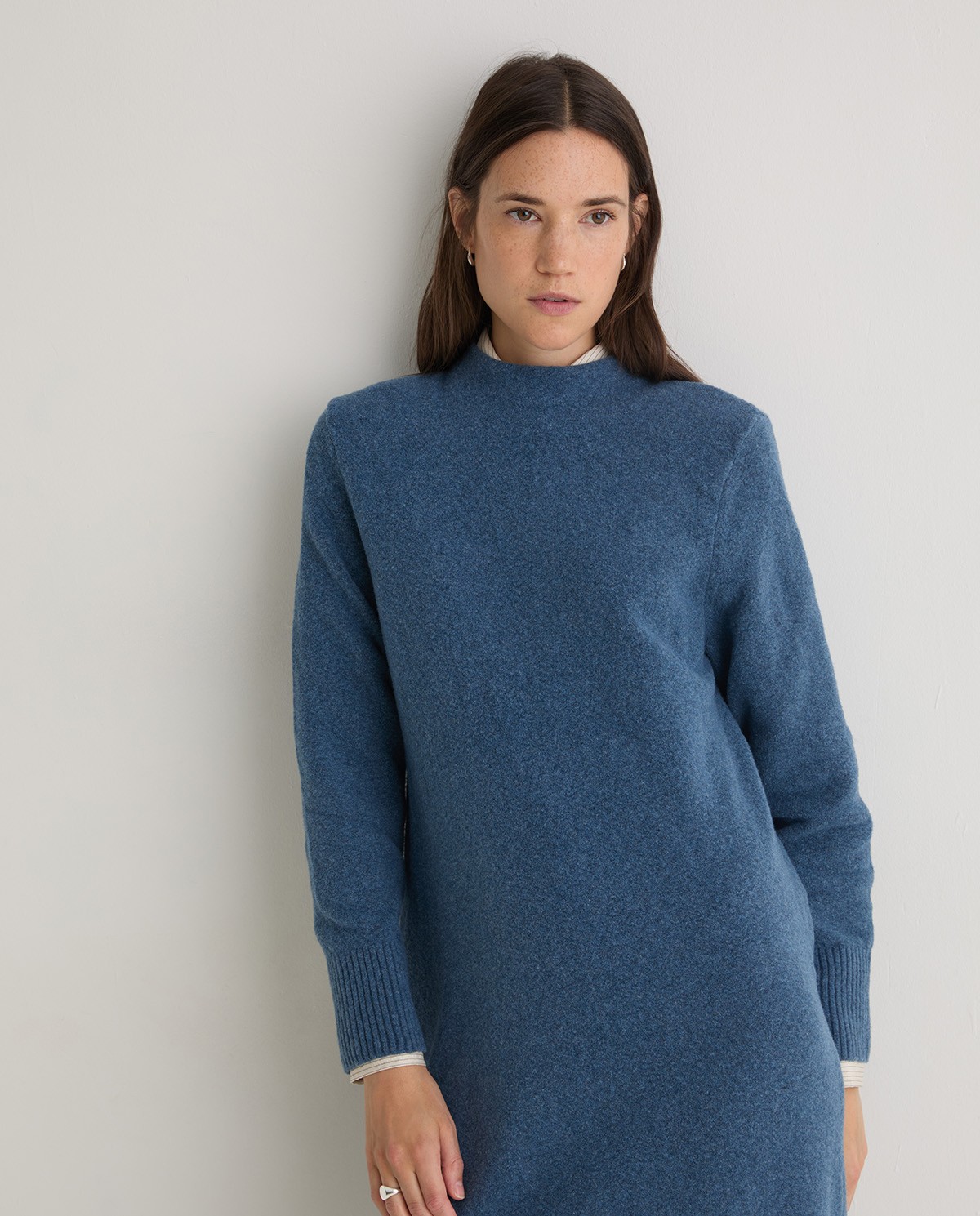 Robe courte bleu roi à col Perkins - Robe en mélange de laine et de coton 2