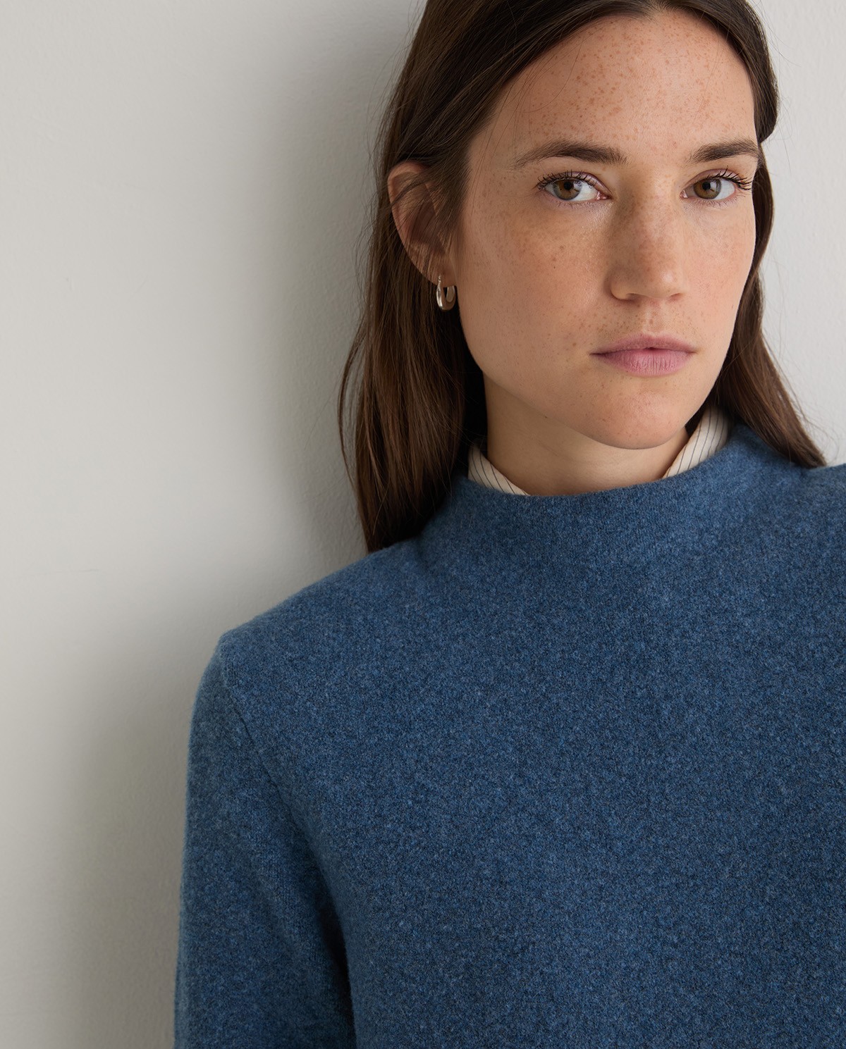 Robe courte bleu roi à col Perkins - Robe en mélange de laine et de coton 1