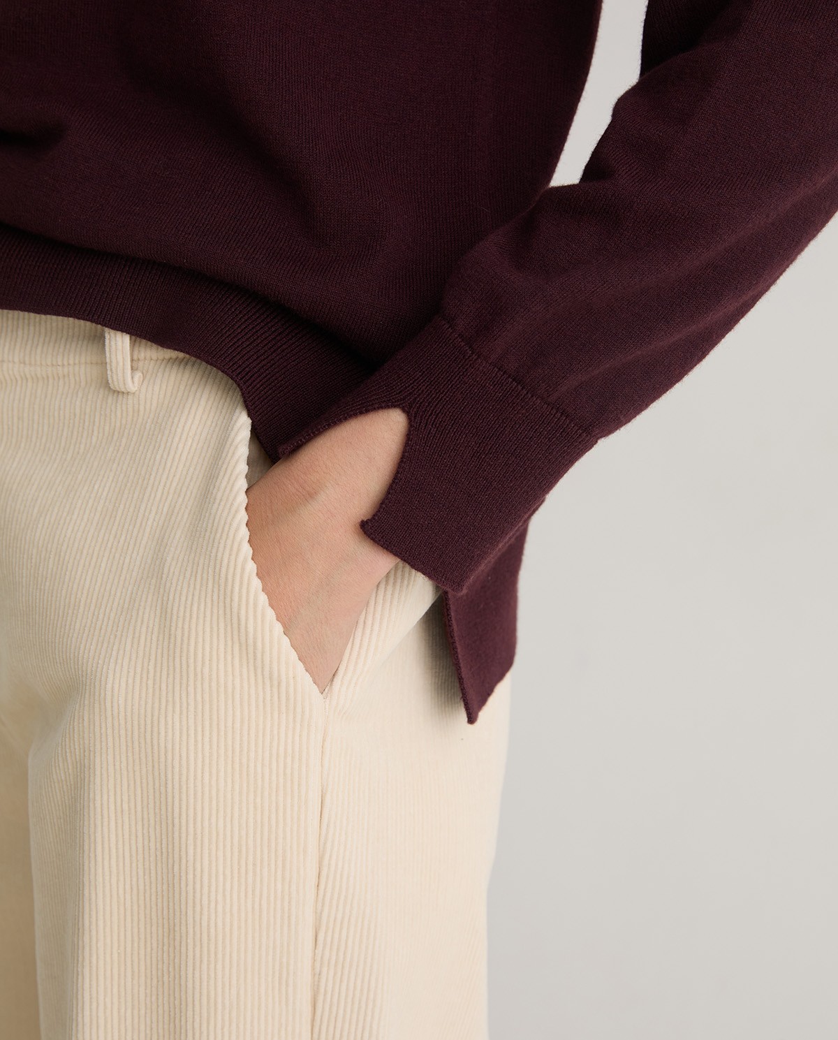 Pantalón pana algodón regular fit crudo