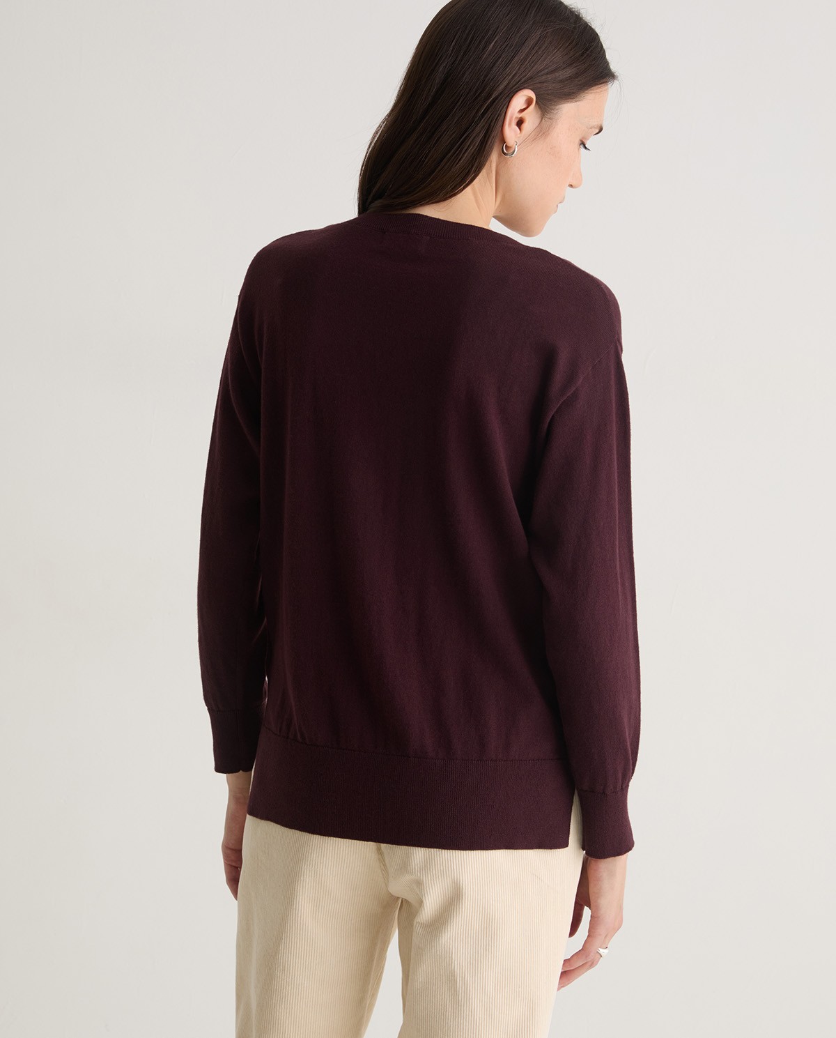Maroon organic-cotton and wool sweater woman Yerse - Front view 4