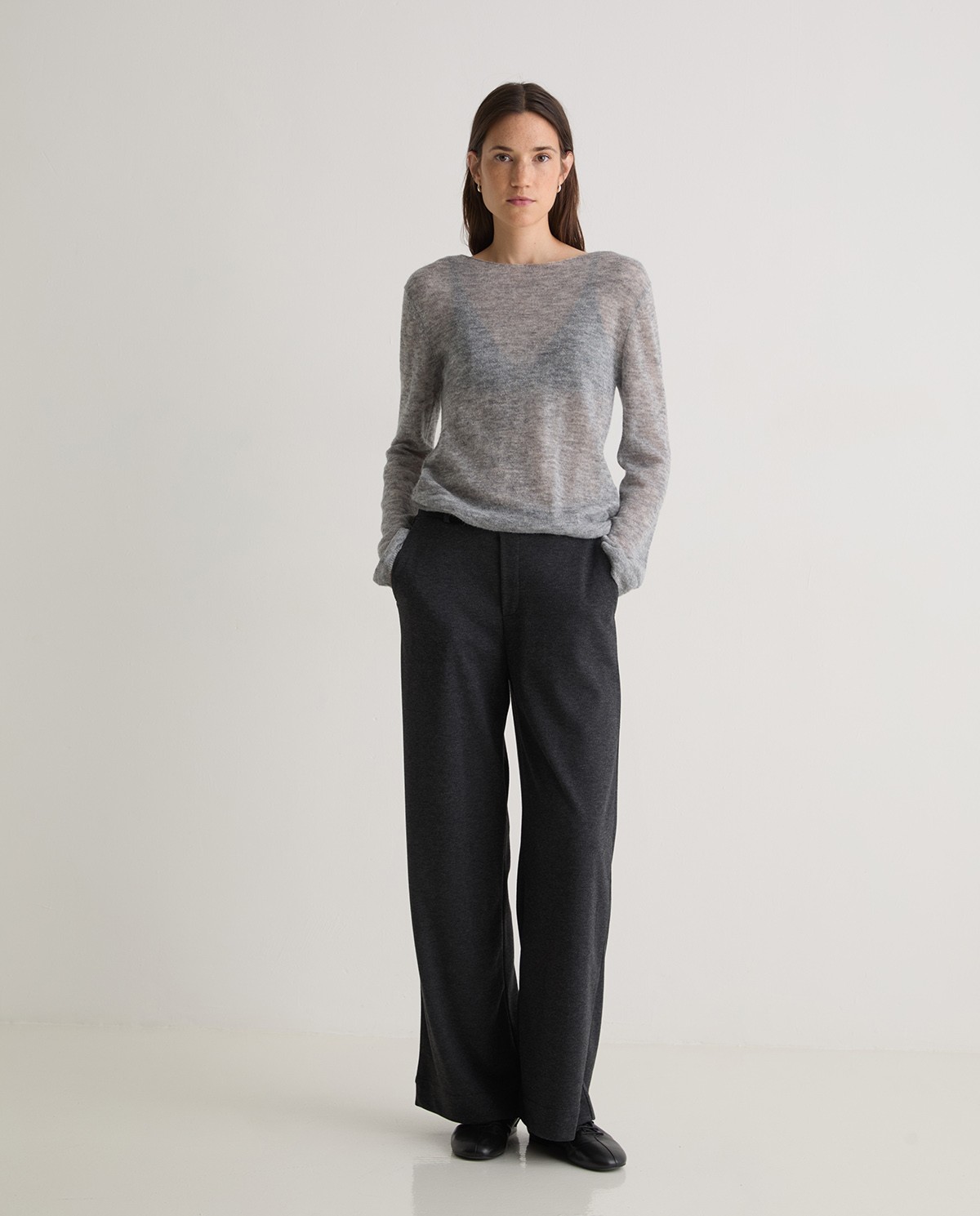 Pantalón punto anchos antracita - Pantalones de punto 3