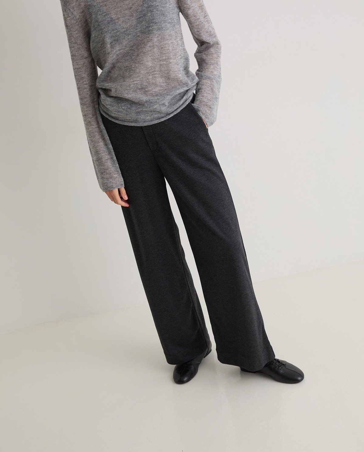 Pantalón punto anchos antracita - Pantalones de punto 1