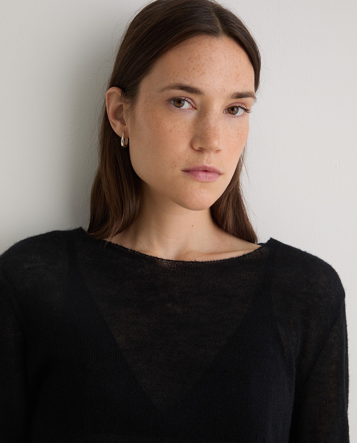 Pull en mélange de laine mérinos noir