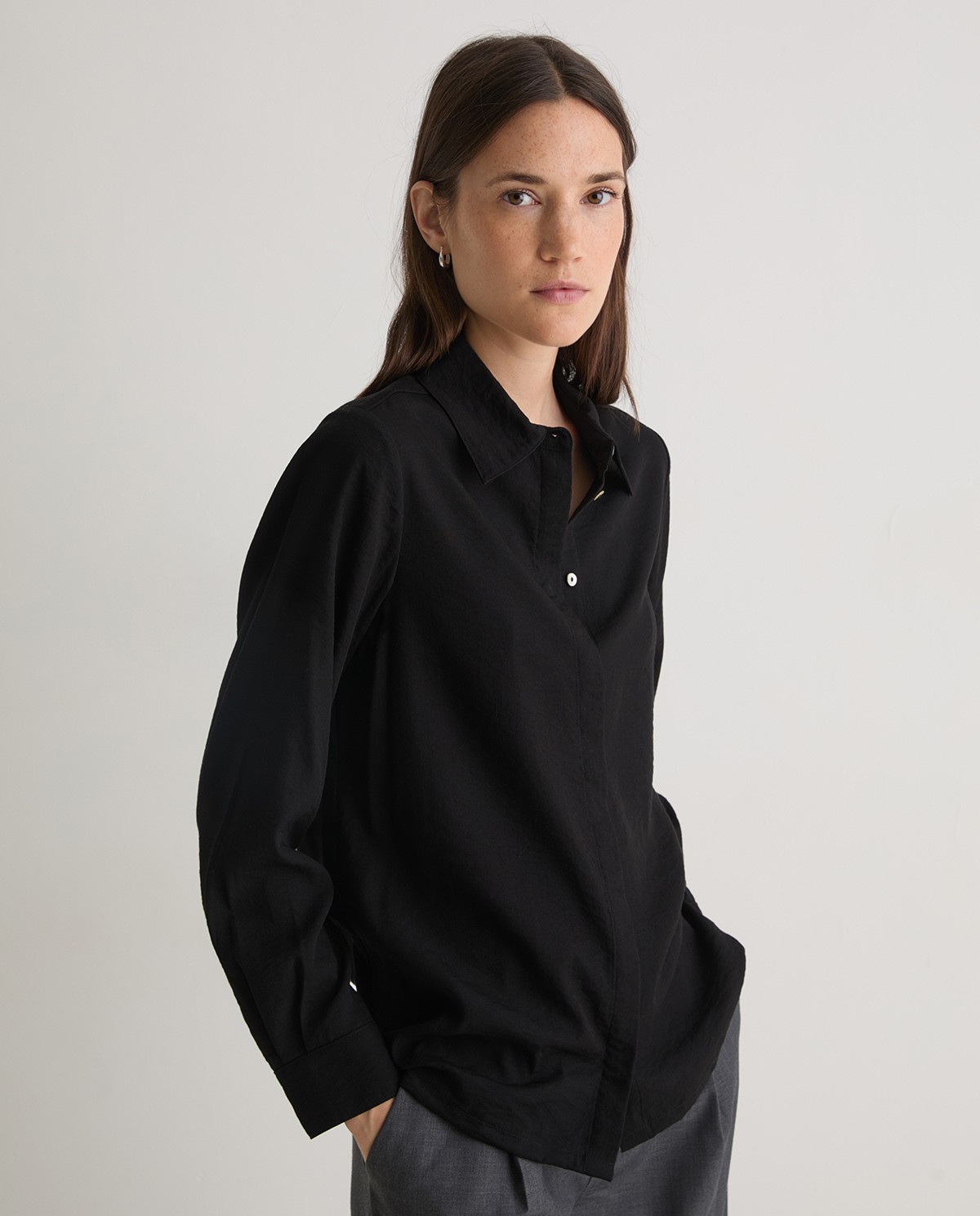 Camisa fina negro - Camisa de manga larga 2
