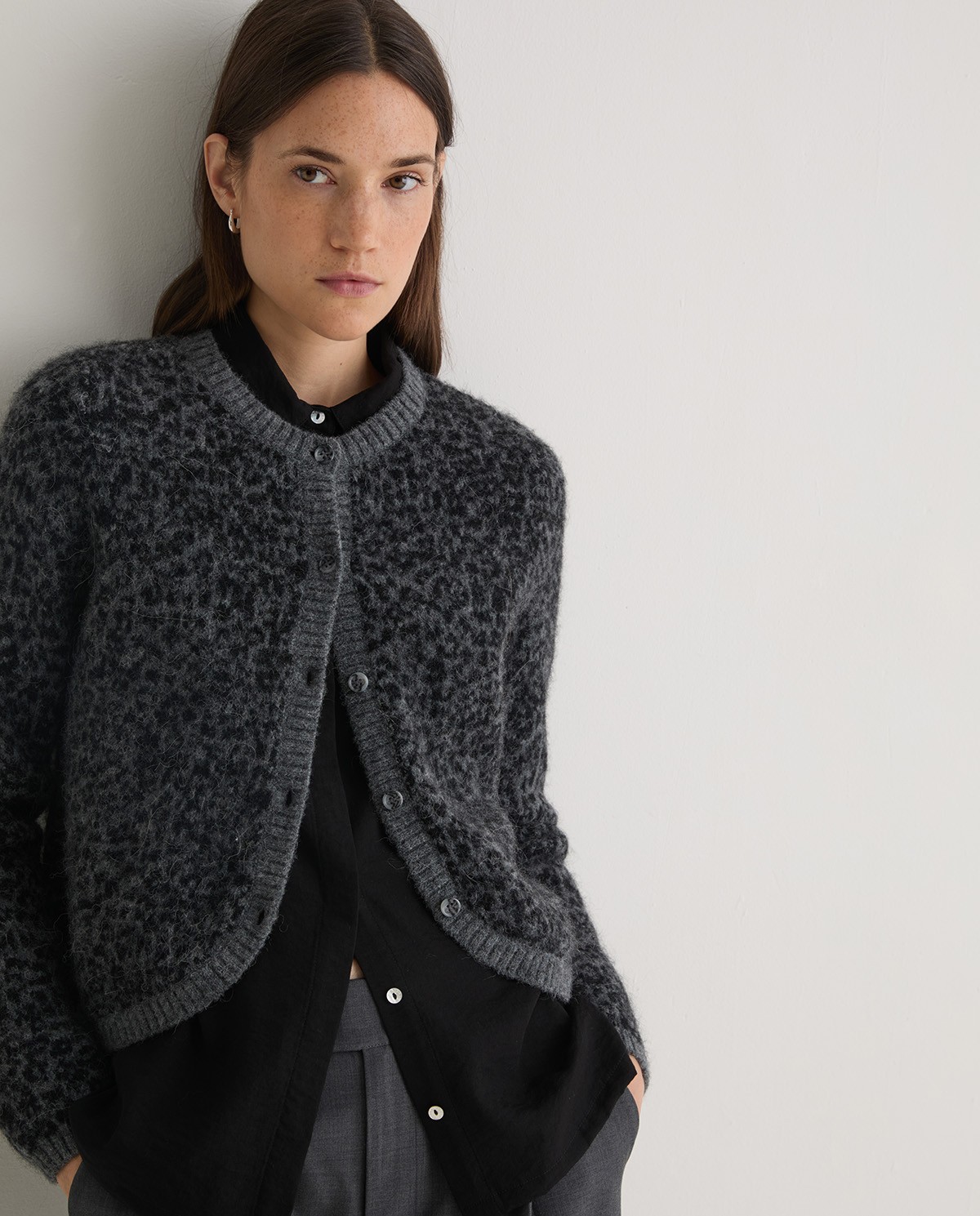 Cárdigan animal print leopardo gris - Cárdigan estampado animal print 1
