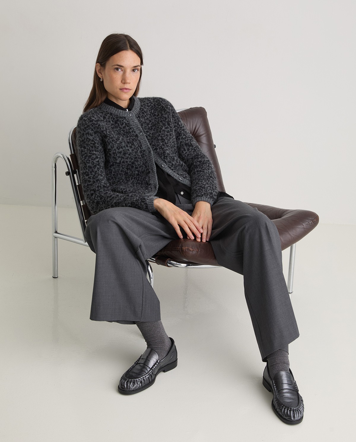 Cárdigan animal print leopardo gris mujer Yerse - Detalle frontal 1