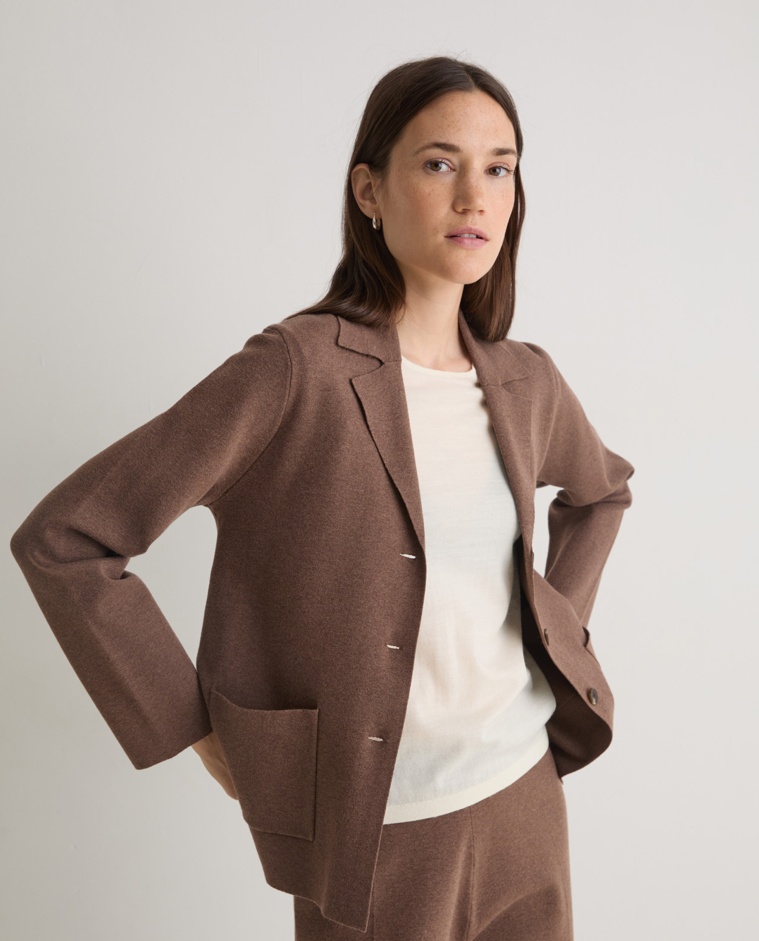 Blazer de punto arena - Chaqueta corta de punto