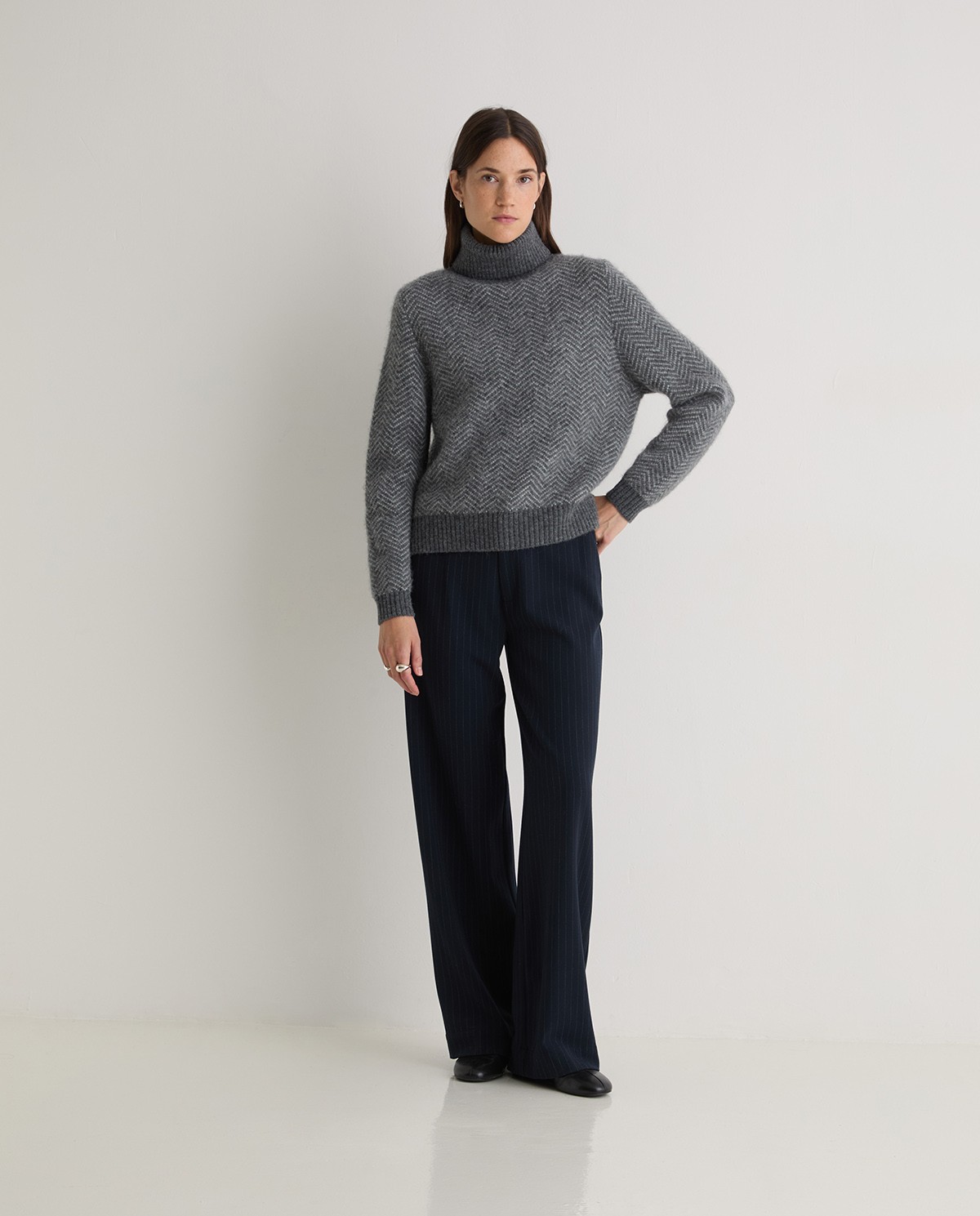Jersey cuello vuelto espiga Jacquard - Jersey de cuello vuelto 6