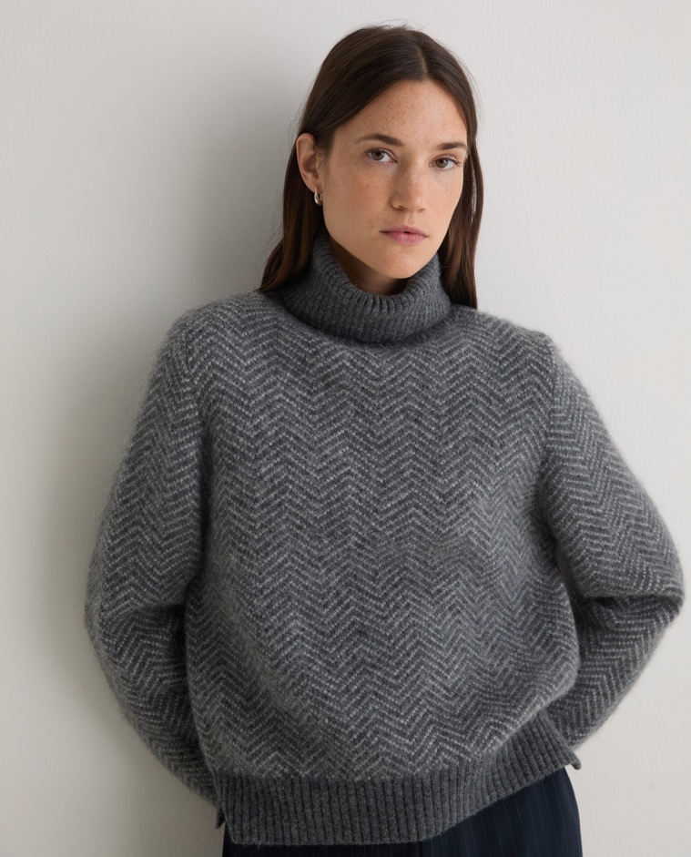 Jersey cuello vuelto espiga Jacquard - Jersey de cuello vuelto