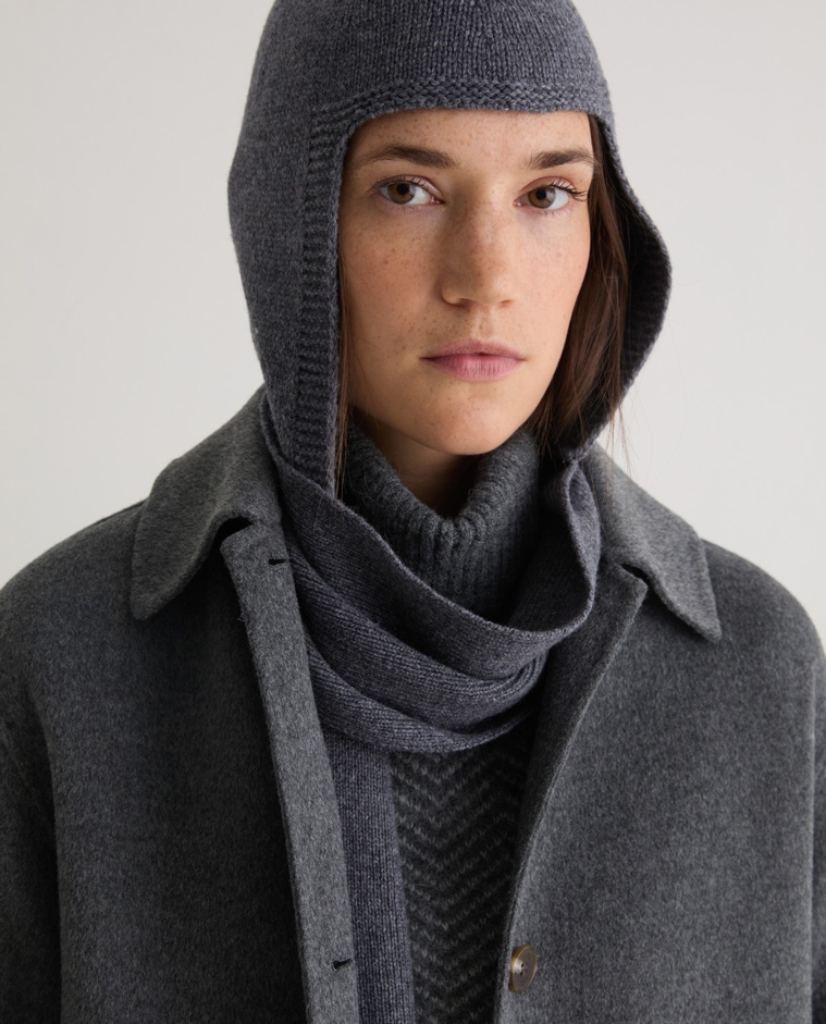 Capucha bufanda lana tricot gris mujer Yerse - Detalle frontal