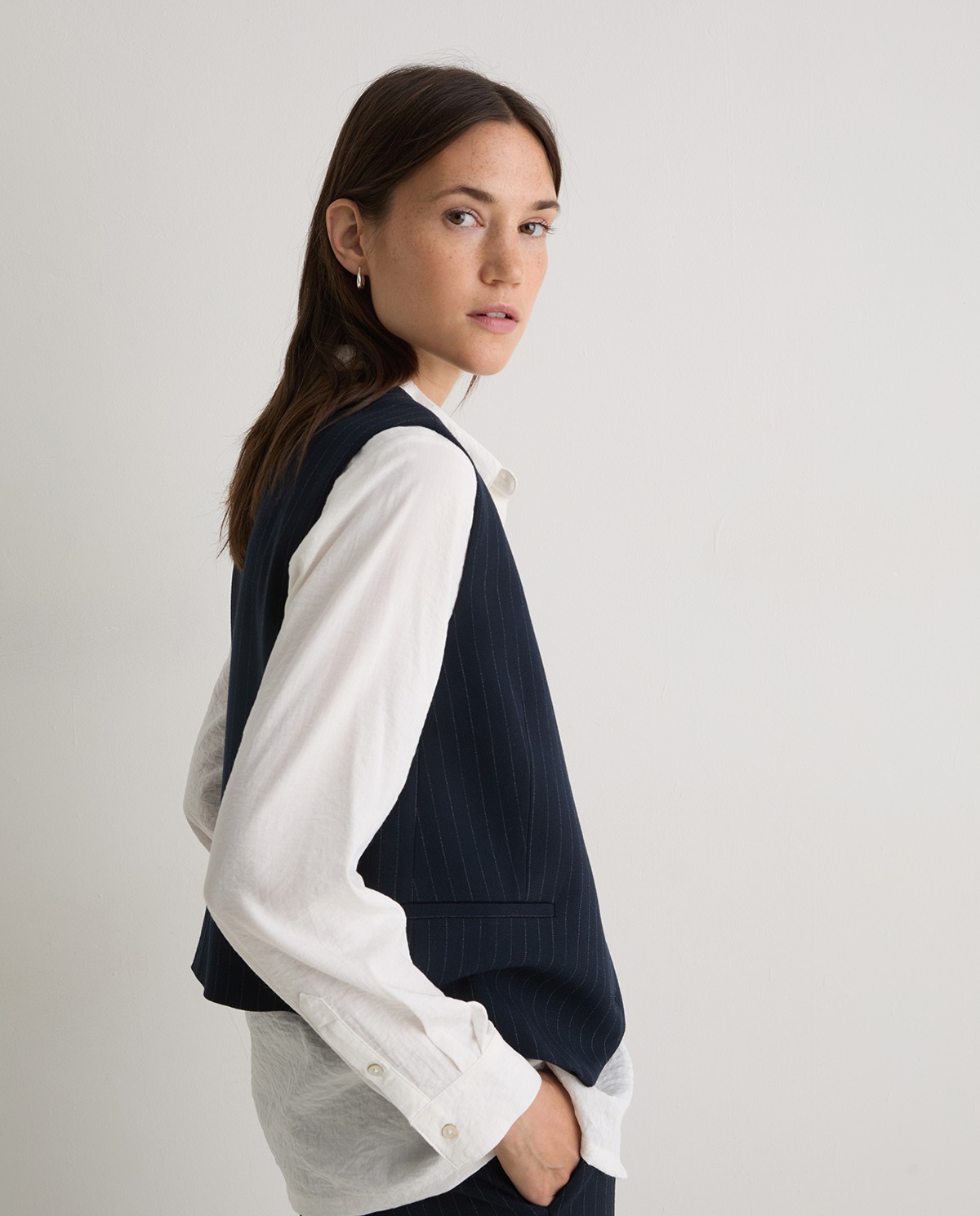 Navy-blue striped vest woman Yerse - Front view 3