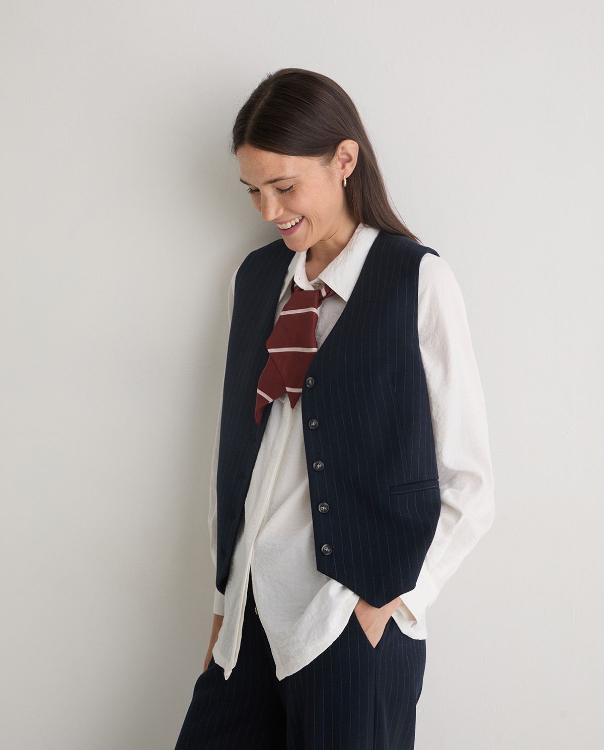 Navy-blue striped vest woman Yerse - Front view 5