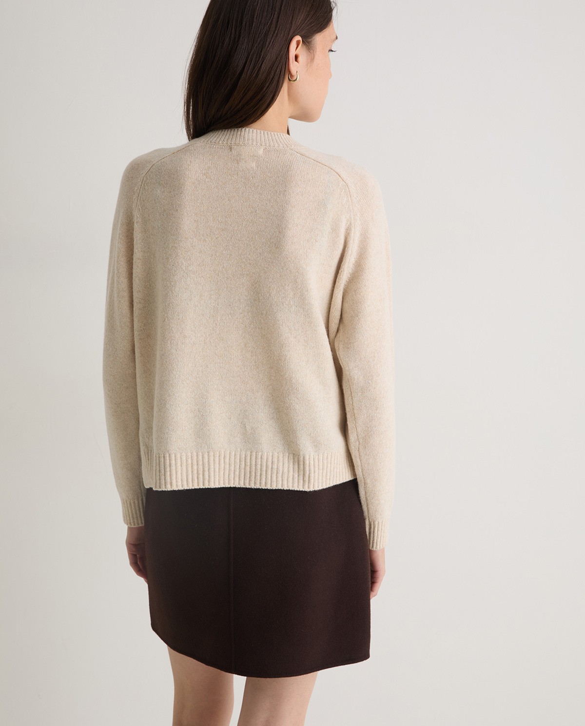 Ecru wool-blend v-neck sweater woman Yerse - Front view 4