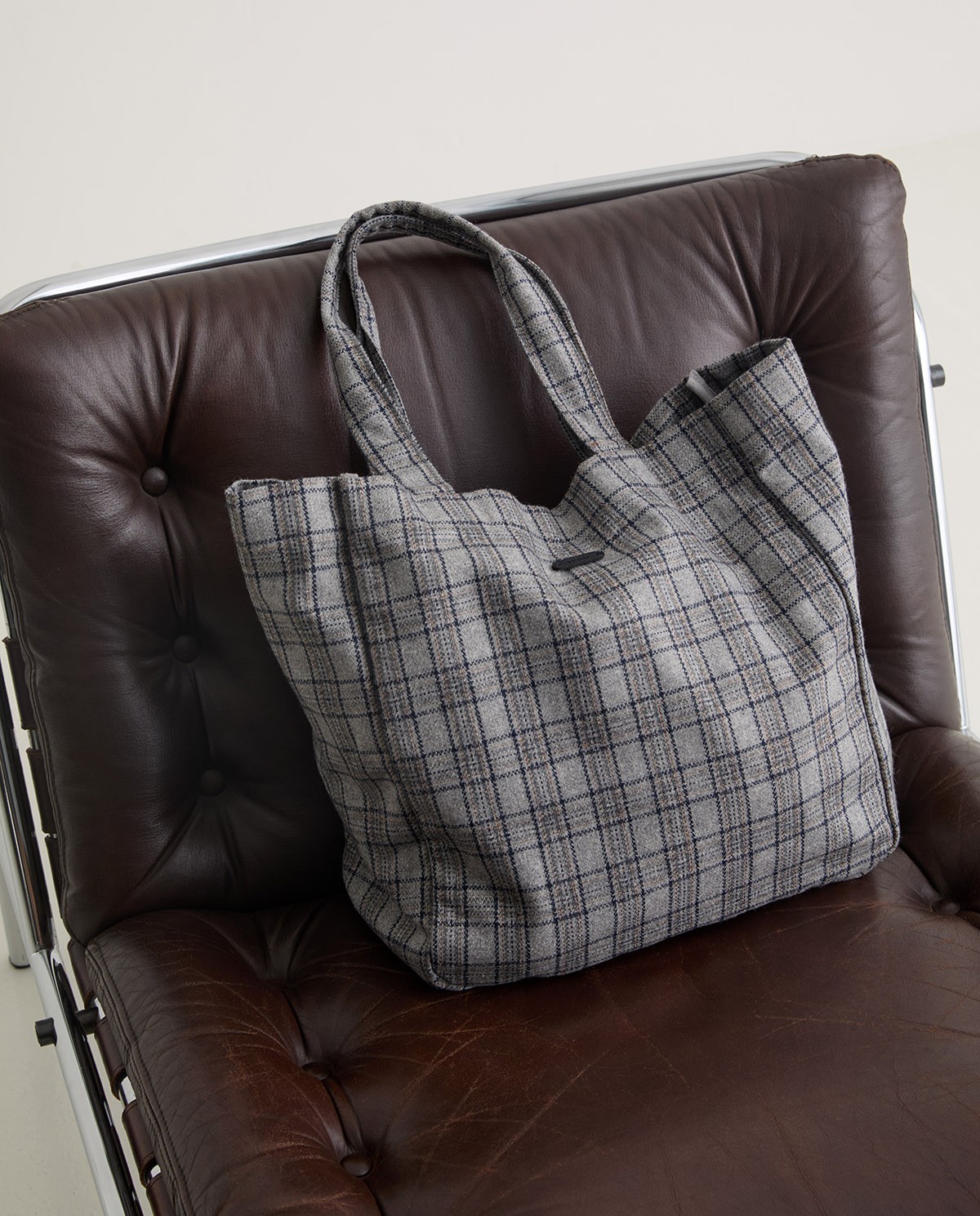 Check print bag with magnet woman Yerse - Front view