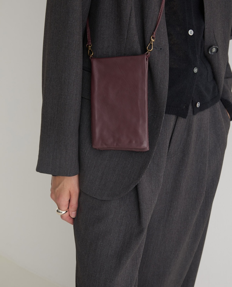100% eggplant leather mobile phone bag - Leather mobile phone bag