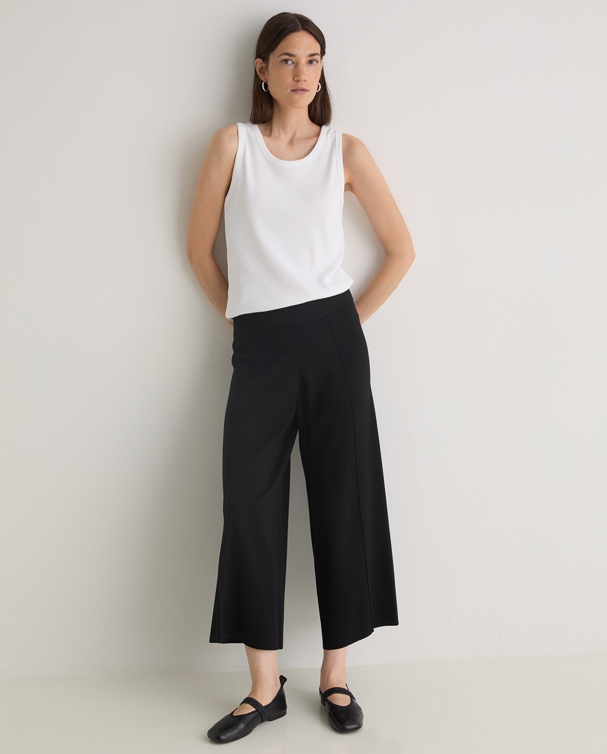 Pantalón culotte con viscosa negro - Pantalones estilo culotte 1