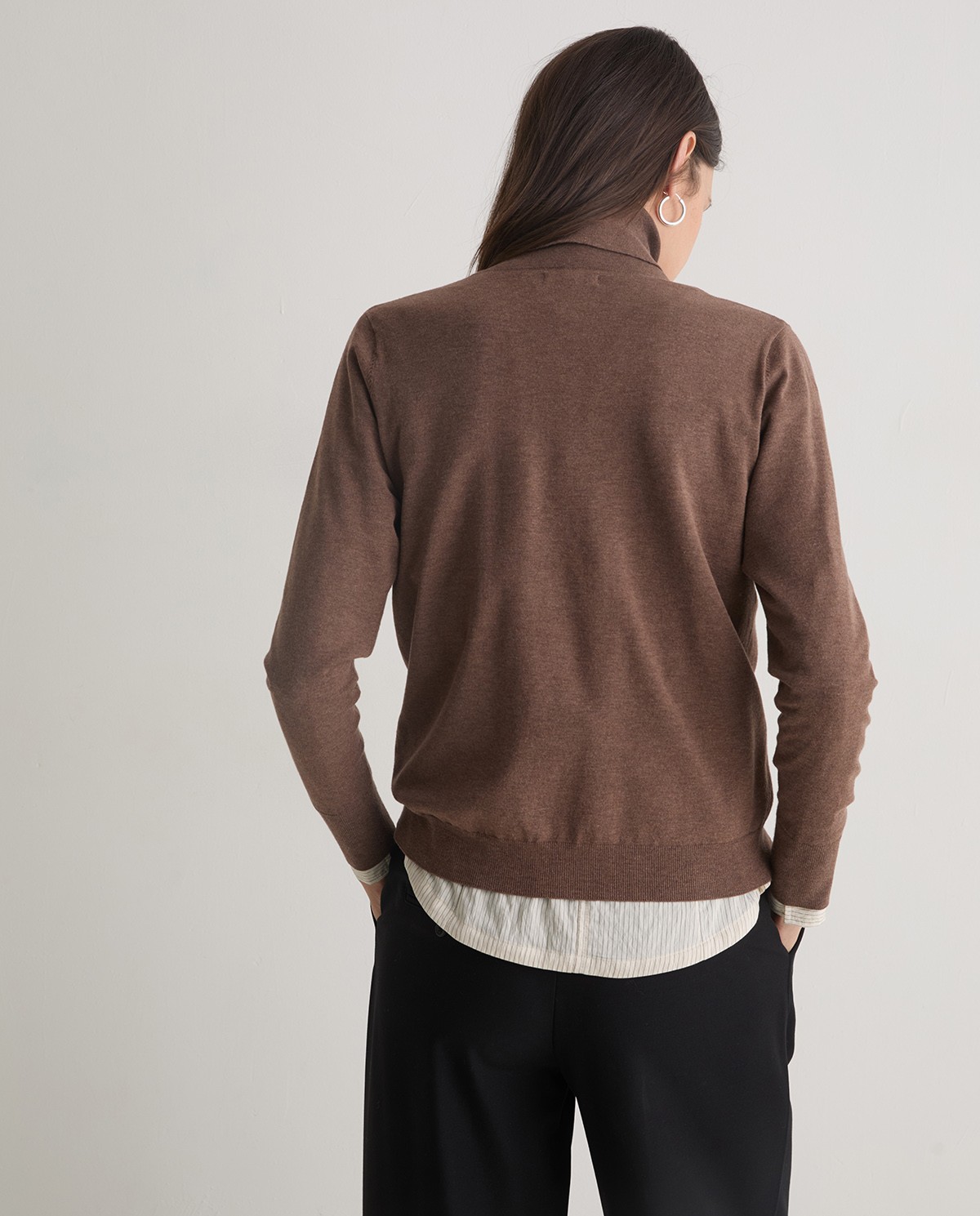 Brown turtleneck sweater woman Yerse - Front view 3