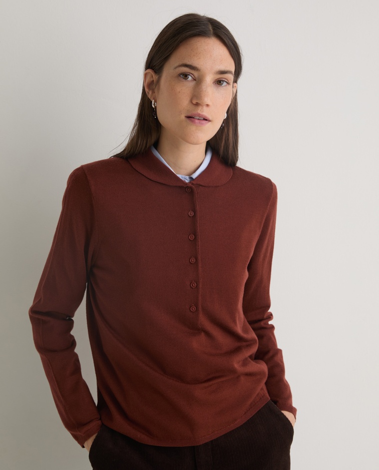 Jersey lana merino ancho terracota - Jersey confeccionado en lana de merino 100%