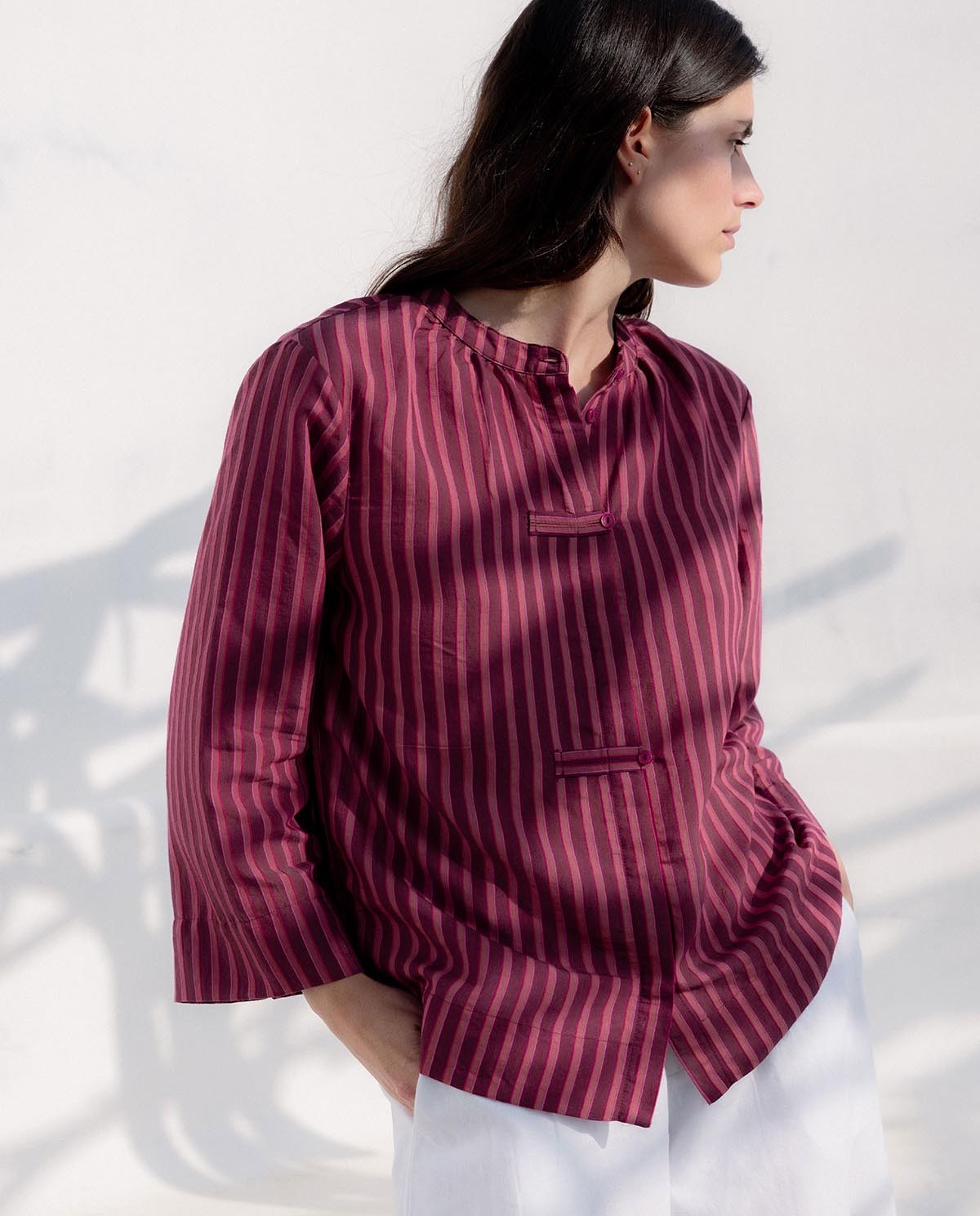 Blusa cuello mao rayas