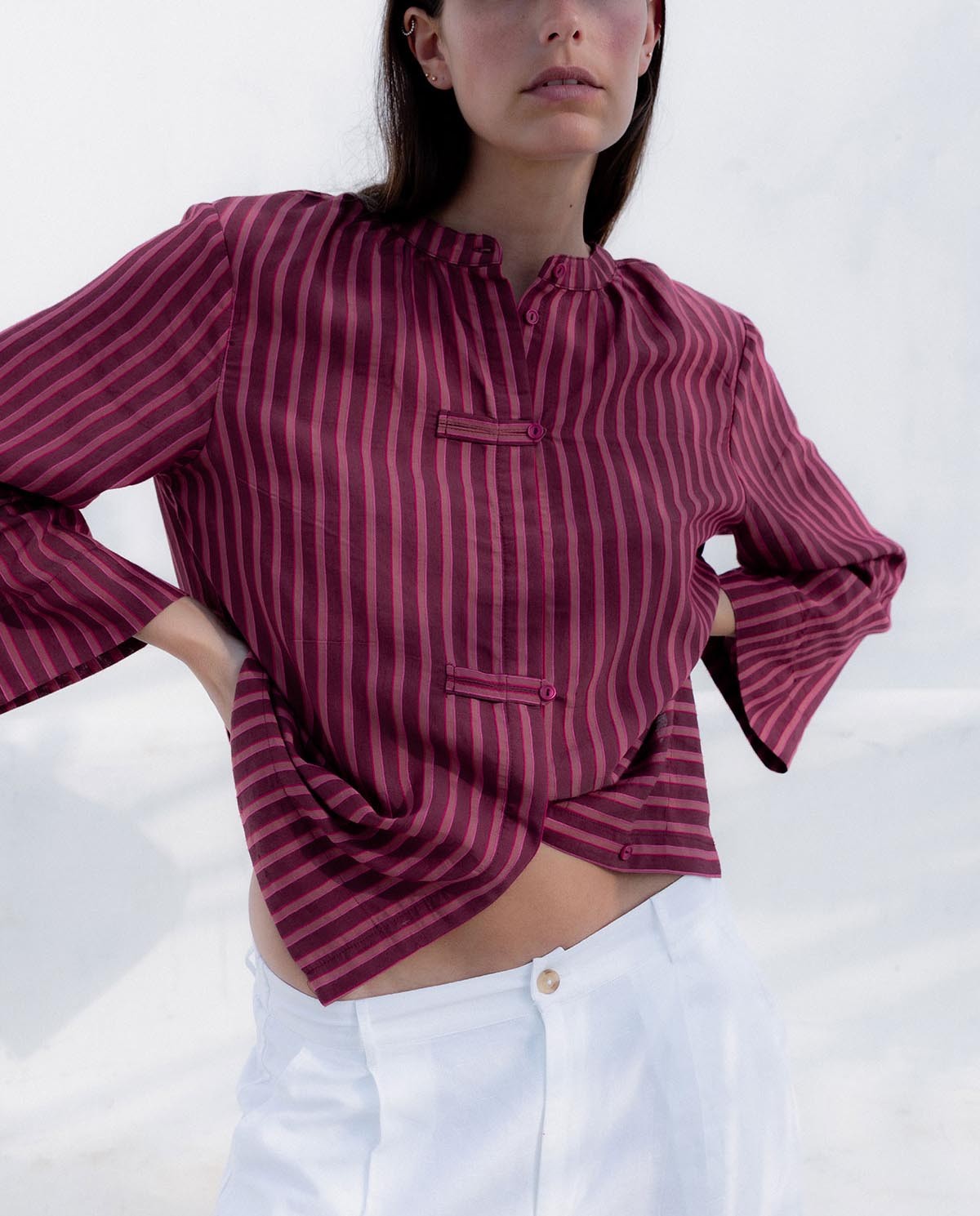 Blusa cuello mao rayas