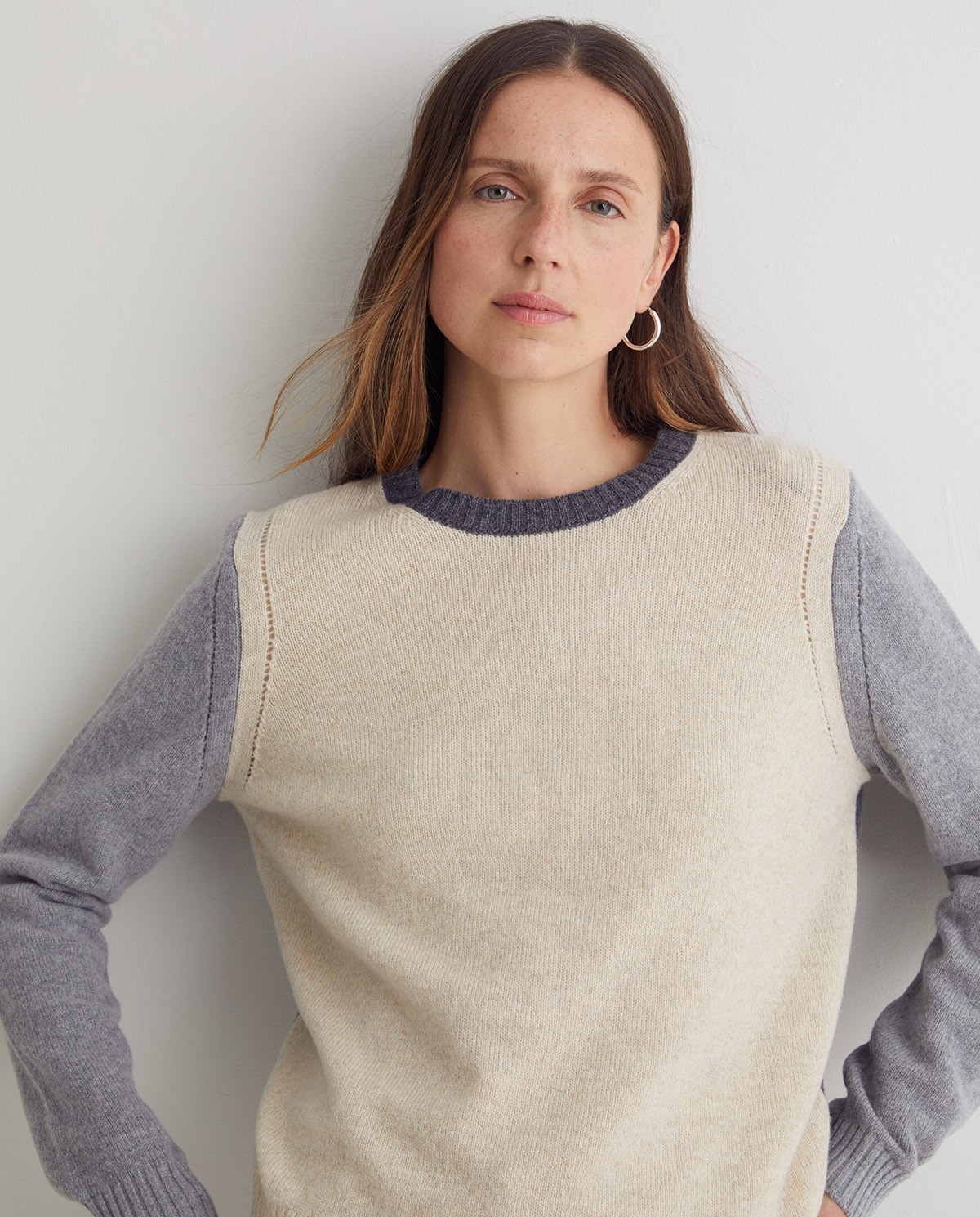 Jersey mezcla lana RWS tricolor crudo - Jersey tricolor crudo, gris y gris oscuro