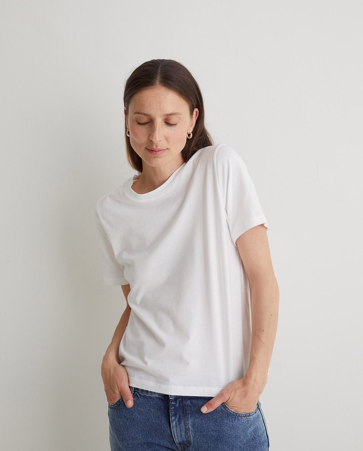 Camiseta algodón orgánico cuello redondo blanco - Camiseta <strong>100% algodón orgánico