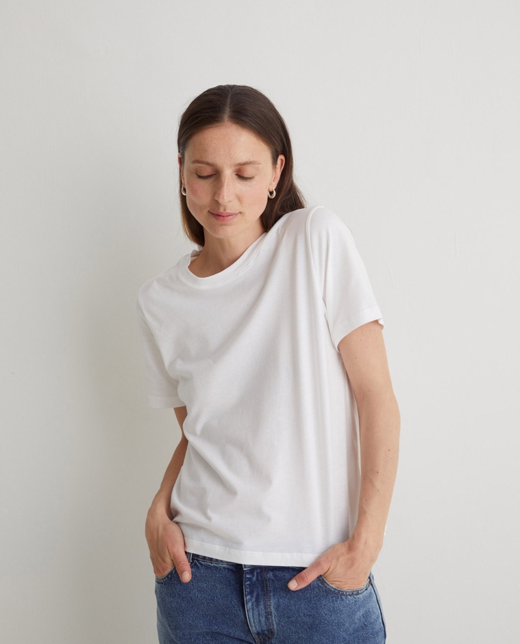 Camiseta algodón orgánico cuello redondo blanco - Camiseta <strong>100% algodón orgánico