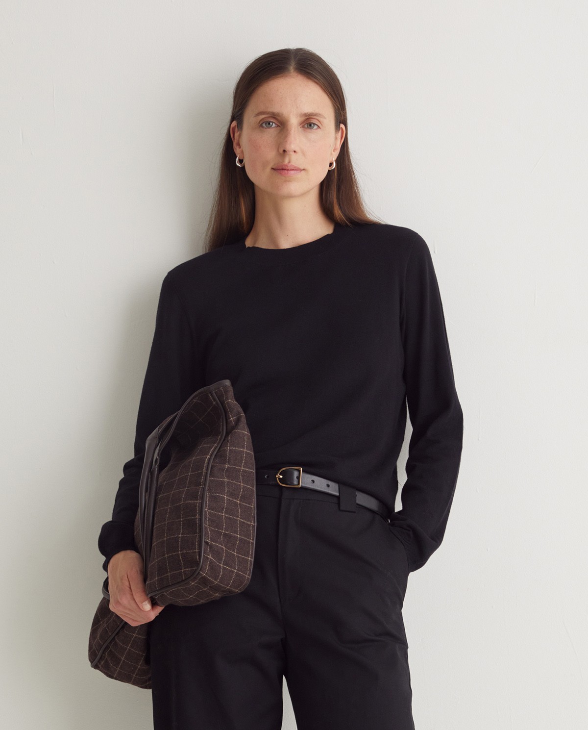 Black organic cotton crew neck sweater - 100% organic cotton sweater
