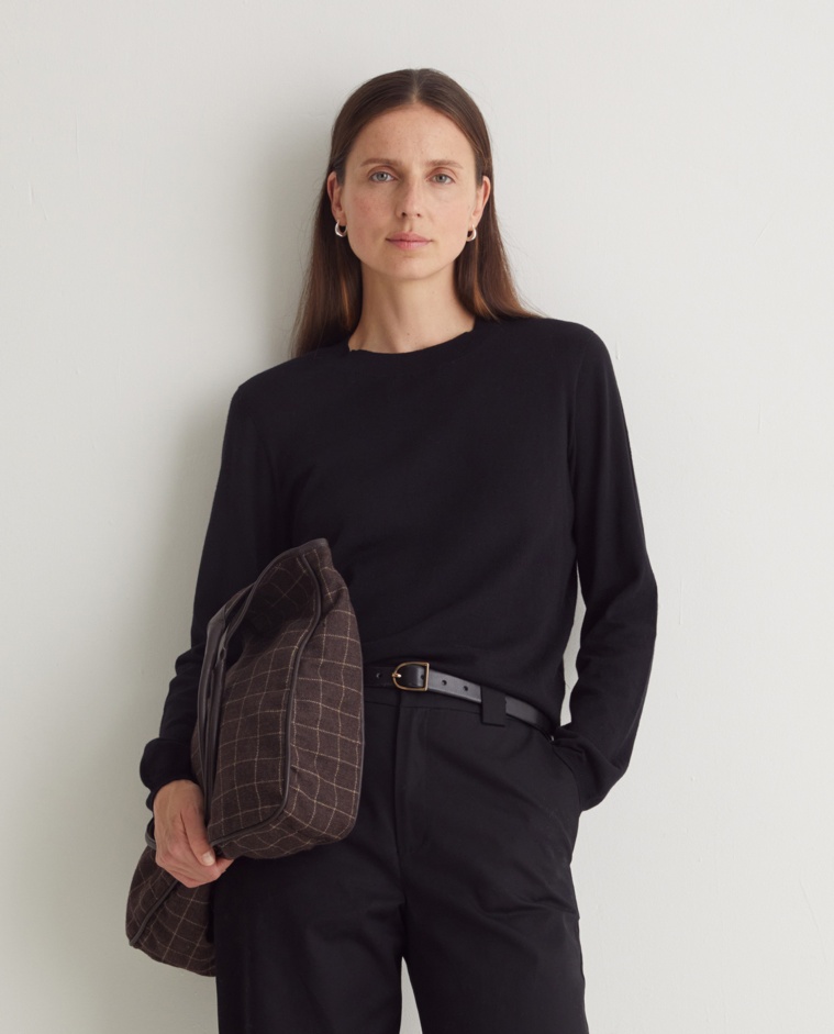 Black organic cotton crew neck sweater - 100% organic cotton sweater