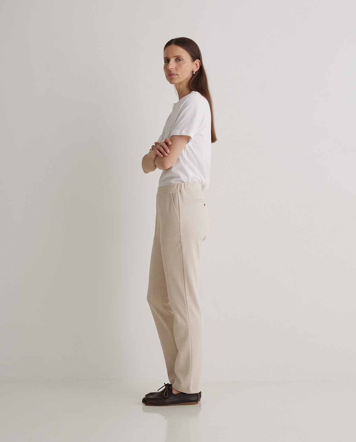 Pantalones regular fit afranelado crudo - Pantalones rectos de punto 4