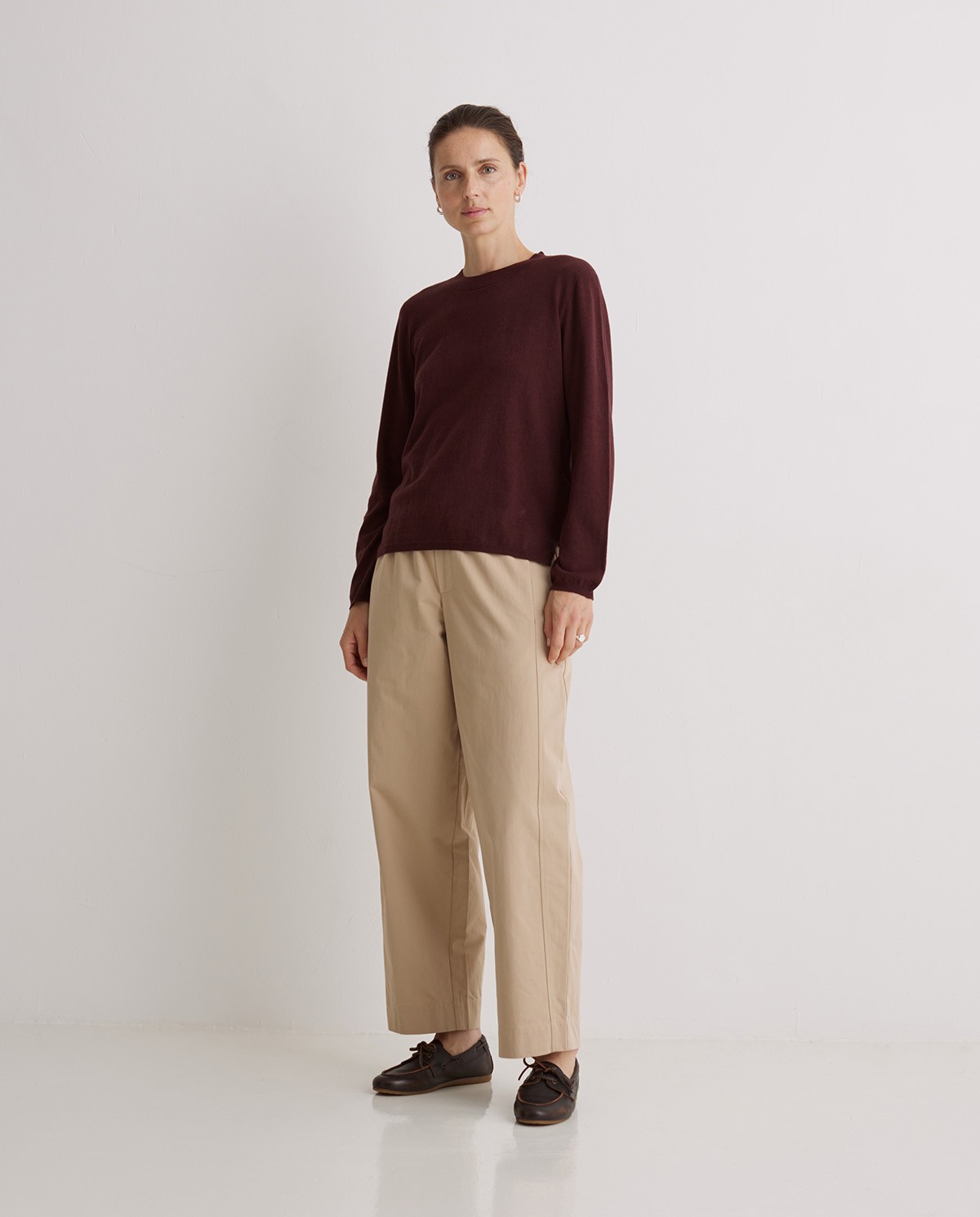 Pull col rond en coton bio, bordeaux - Pull 100% coton bio 3