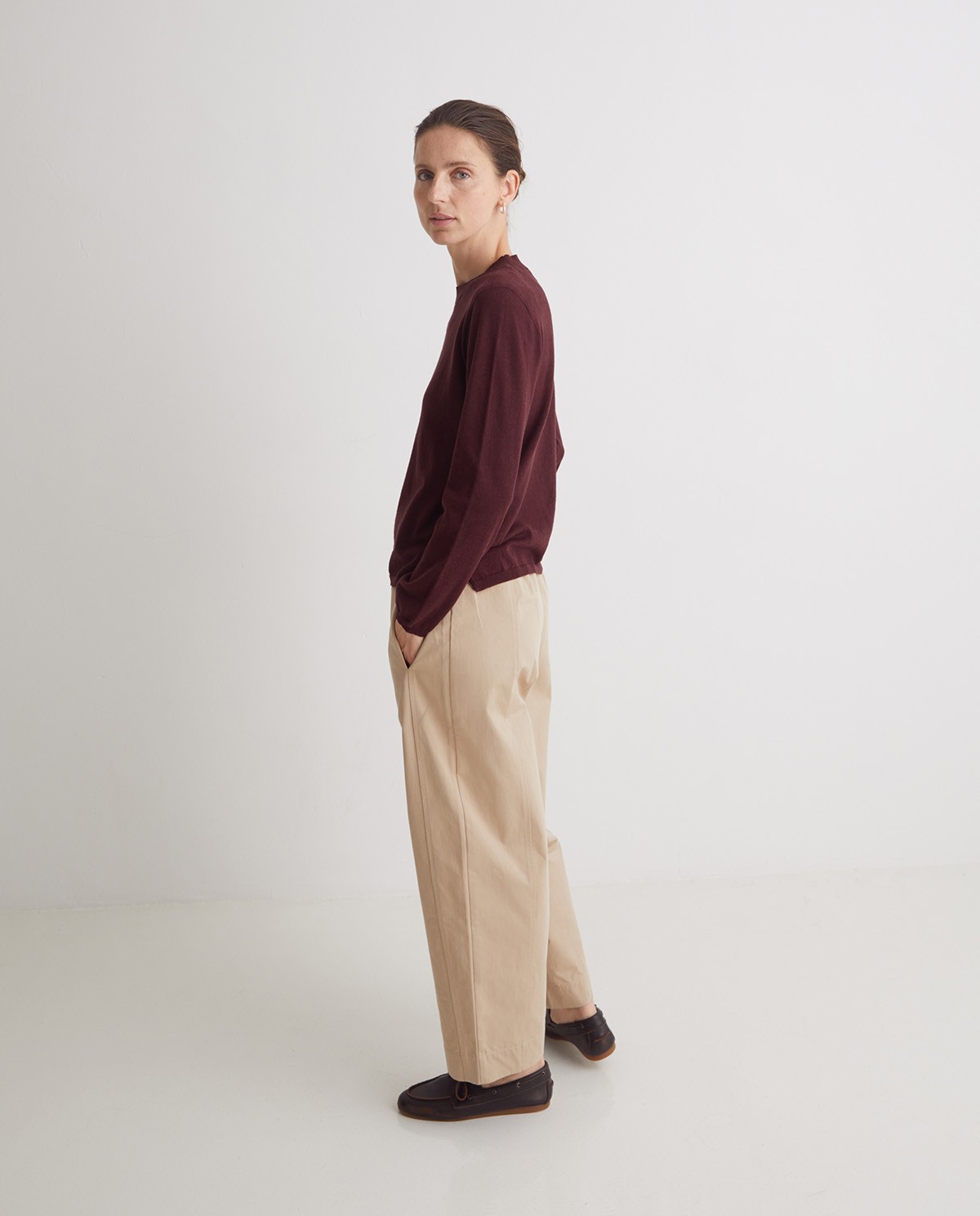 Pull col rond en coton bio, bordeaux - Pull 100% coton bio 4