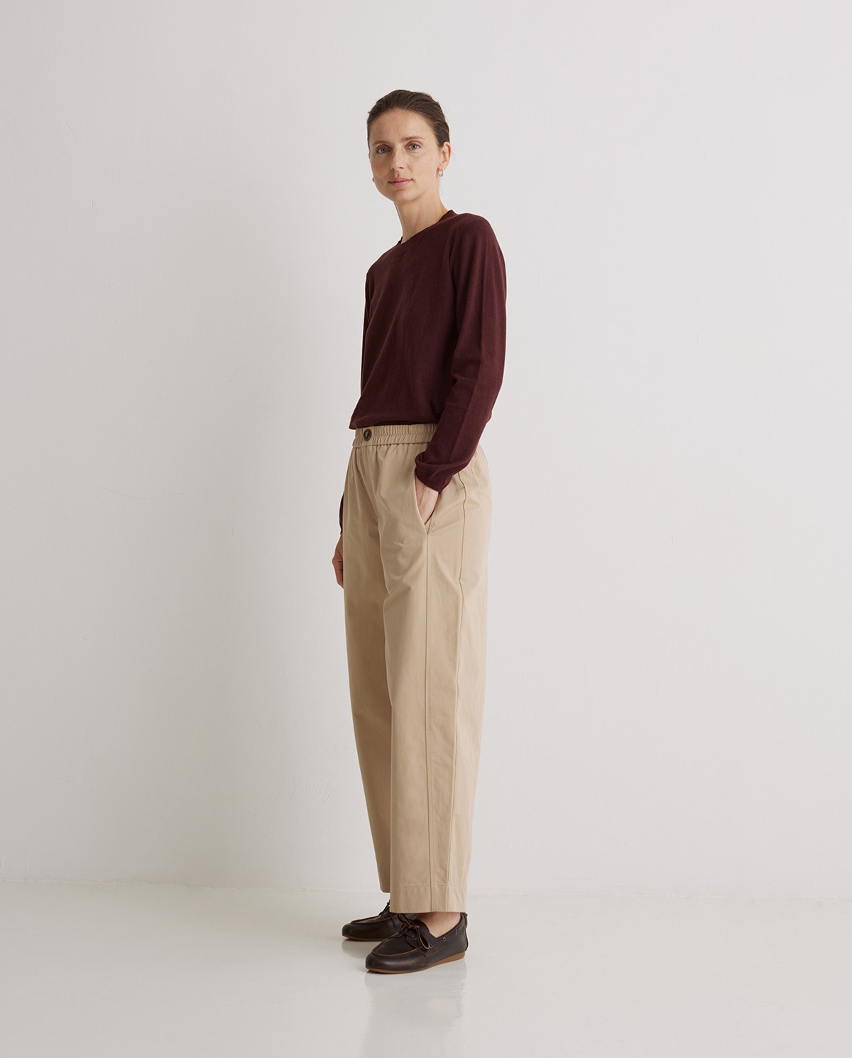 Pantalones anchos balloon fit beige- Pantalones 100% algodón 4