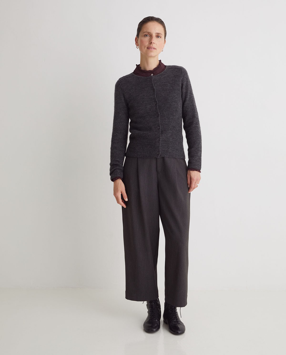 Lead alpaca blend English stitch cardigan - English stitch cardigan, boba style 5