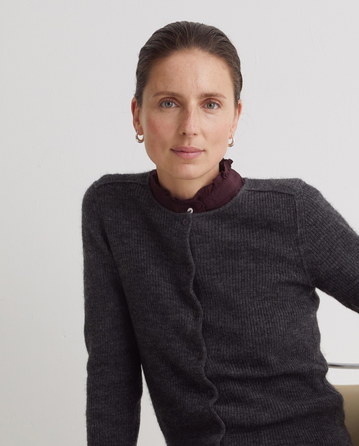 Lead alpaca blend English stitch cardigan - English stitch cardigan, boba style