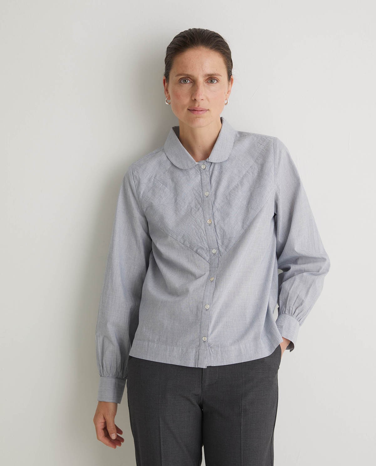 Chemise bleu marine à micro rayures 100% coton - Chemise 100% coton