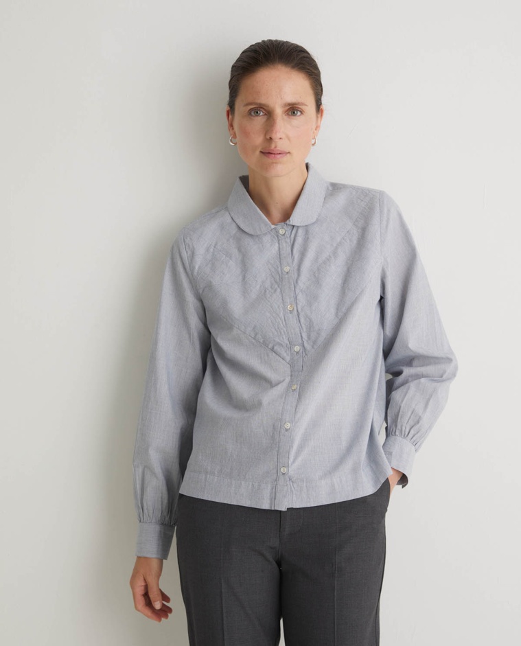 Chemise bleu marine à micro rayures 100% coton - Chemise 100% coton
