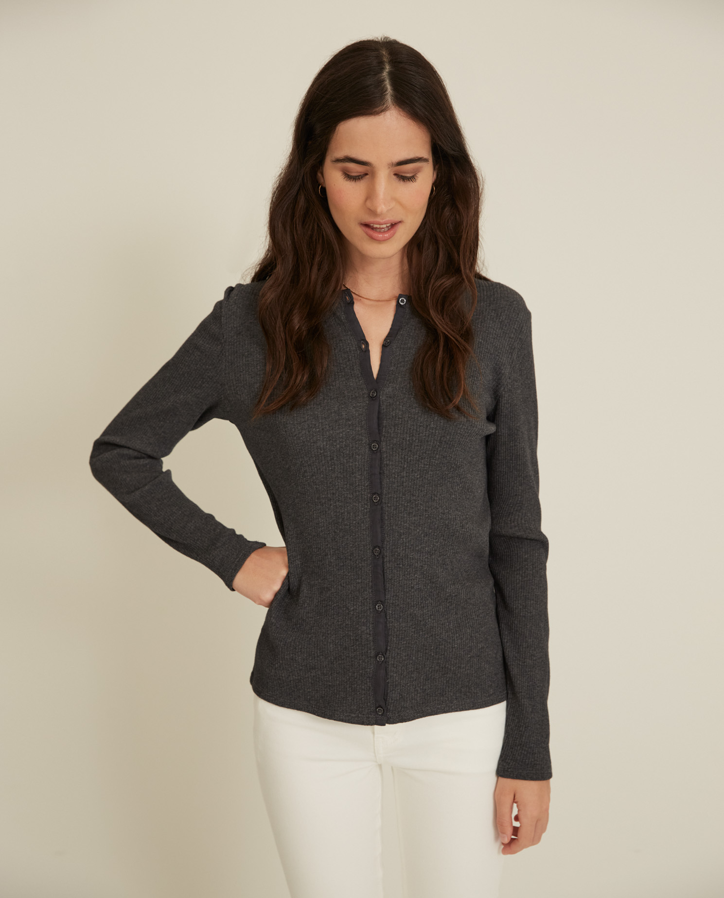 cotton ribbed cardigan