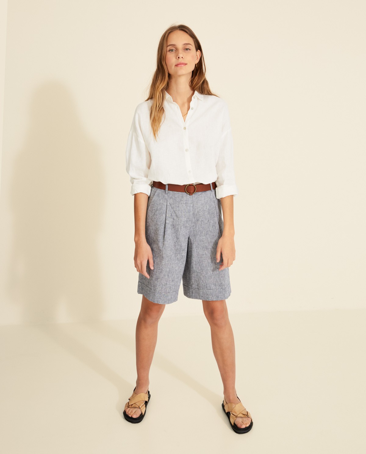 long sleeve white linen shirt