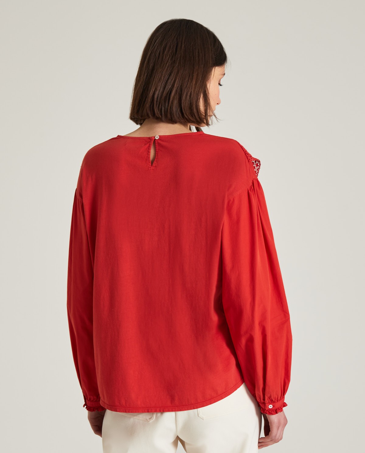 red party blouse