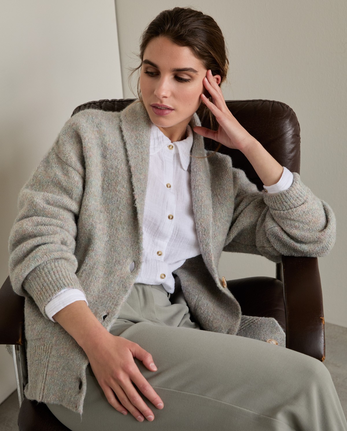 cardigan verde claro