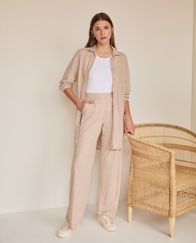 Pantalón de punto fluido Beige