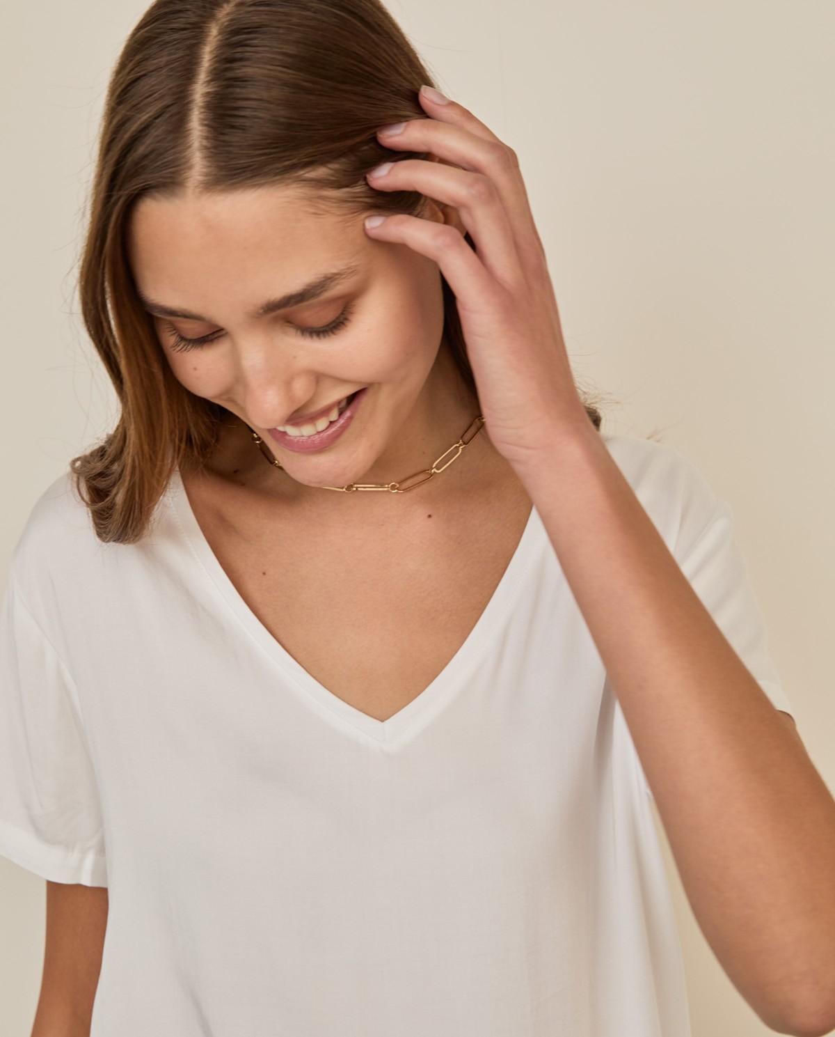 Satin T-Shirt Ecru
