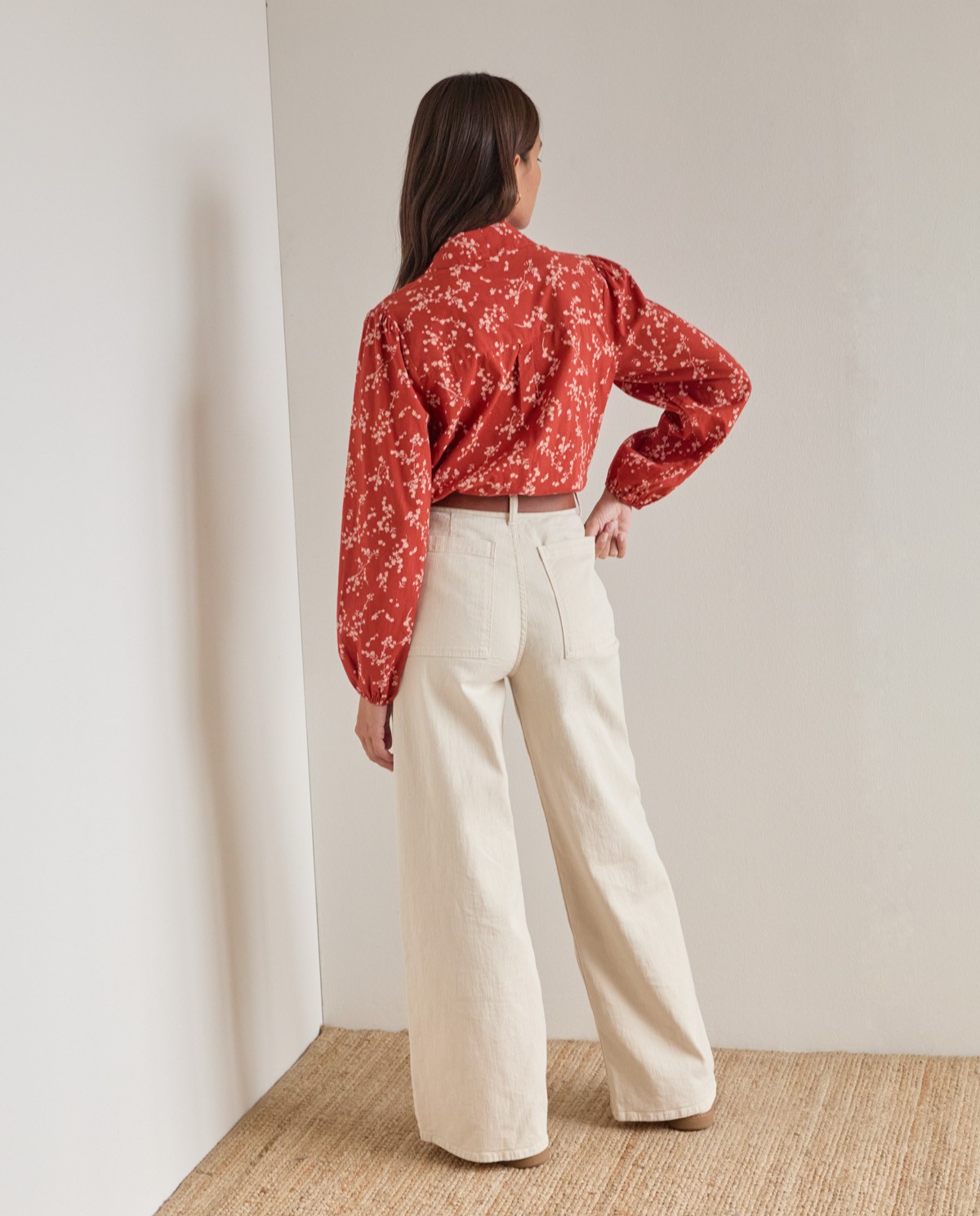 Pantalón vaquero ancho Crudo