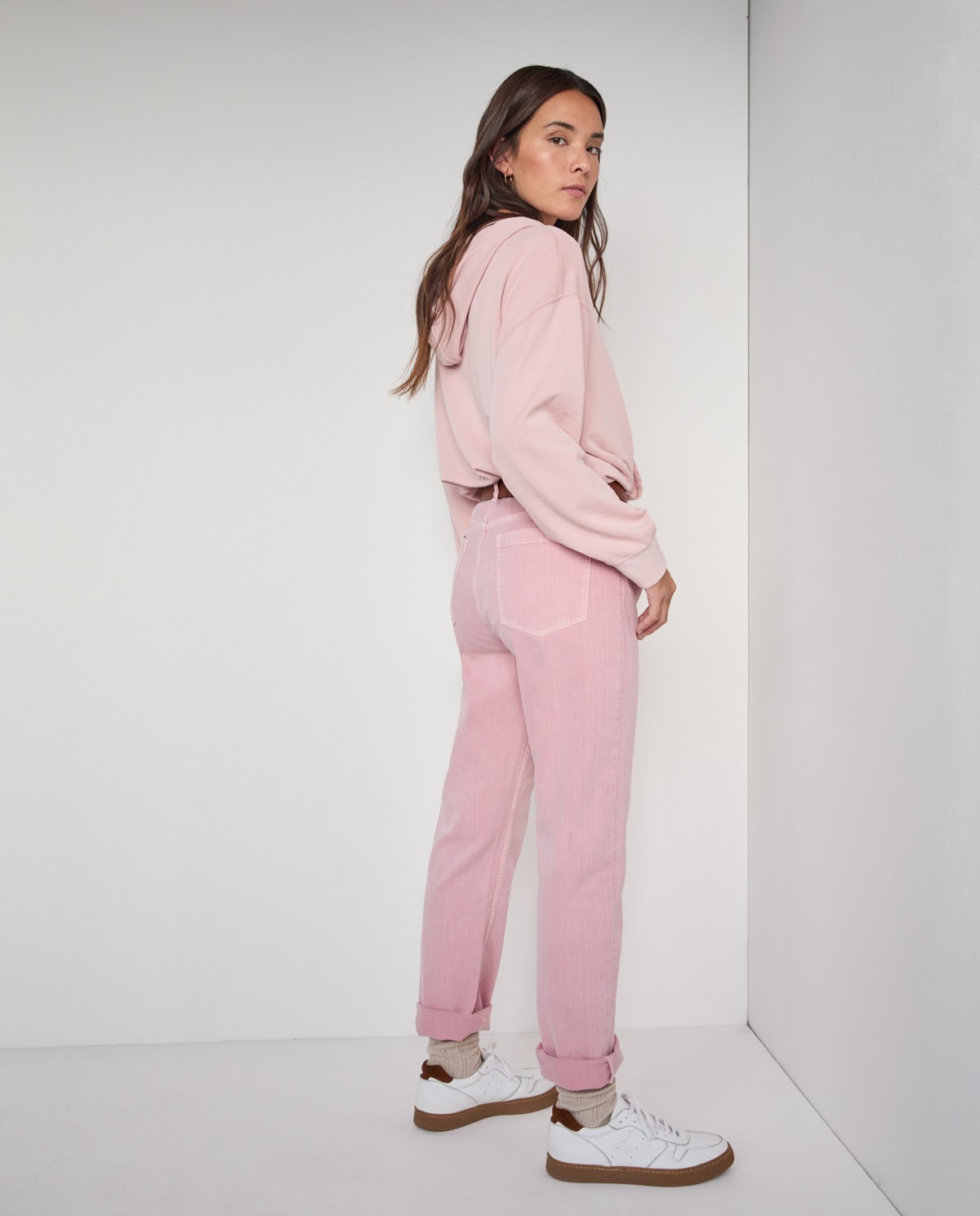 Washed out straight jeans Pale Pink